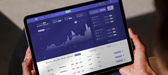 Dashboard on a tablet held in hands